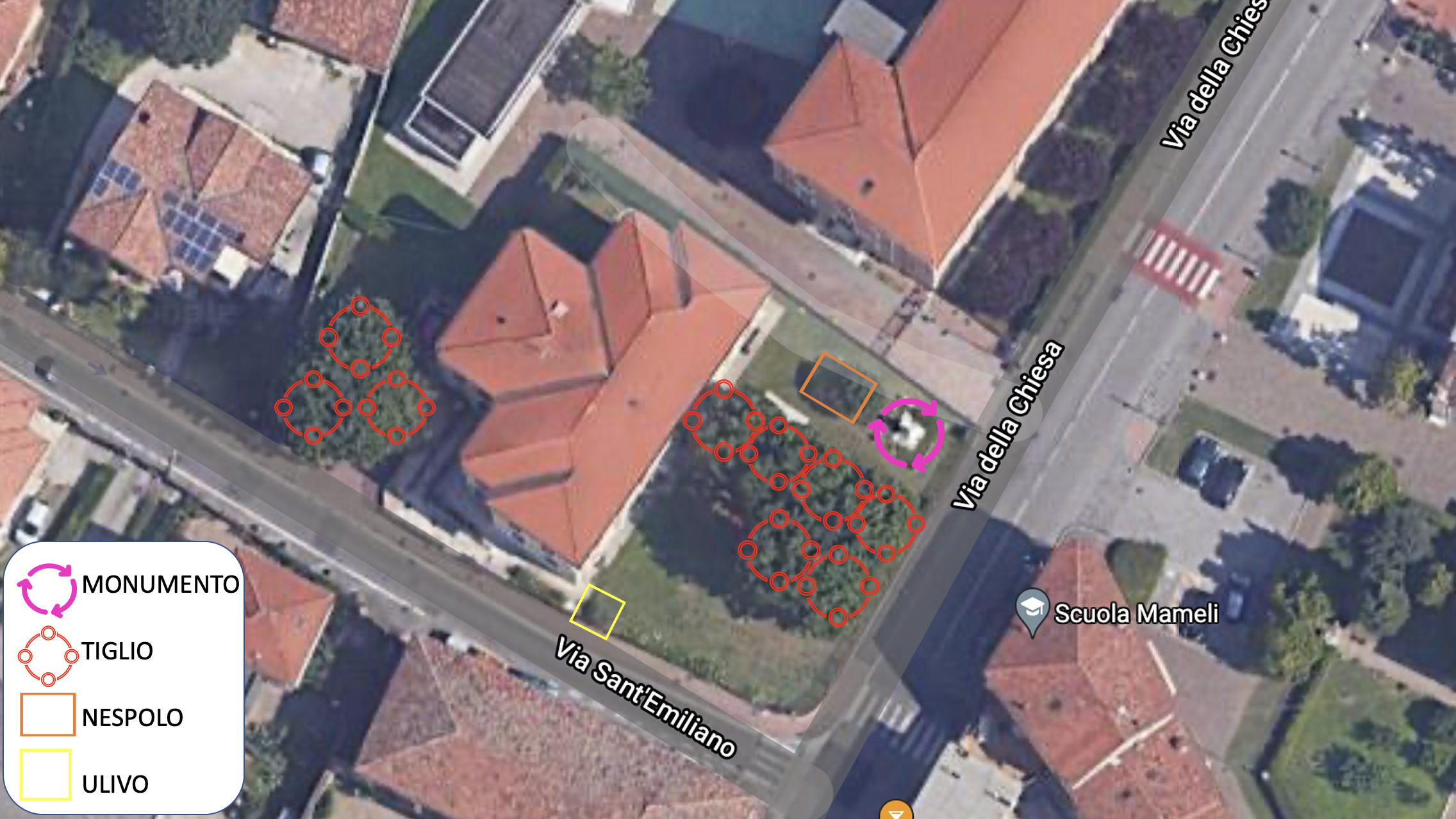 Mappa dell'ex parco della Rimembranza di Urago Mella